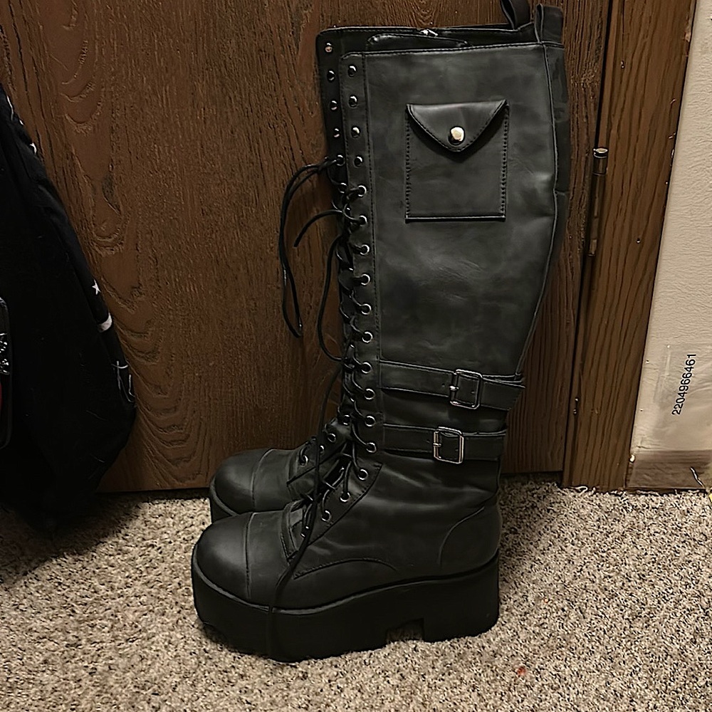 Current Mood Knee High Buckle Boots